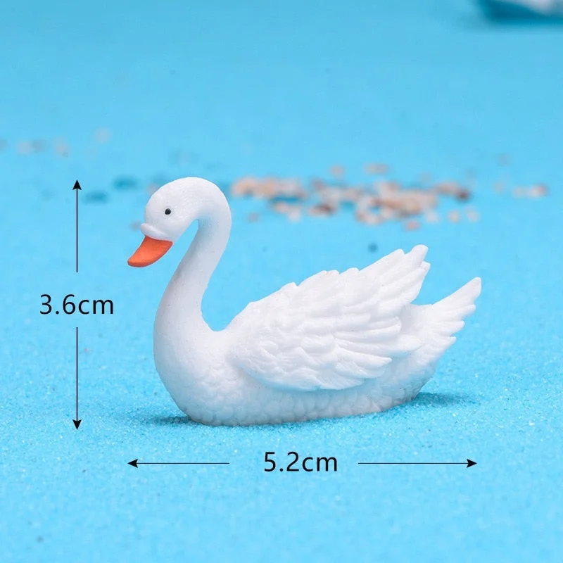Black White Mini Cute Goose Swan Model Aquariums Ornaments Fairy Garden Decoration Miniature Figurine DIY Cake Decoration  Home
