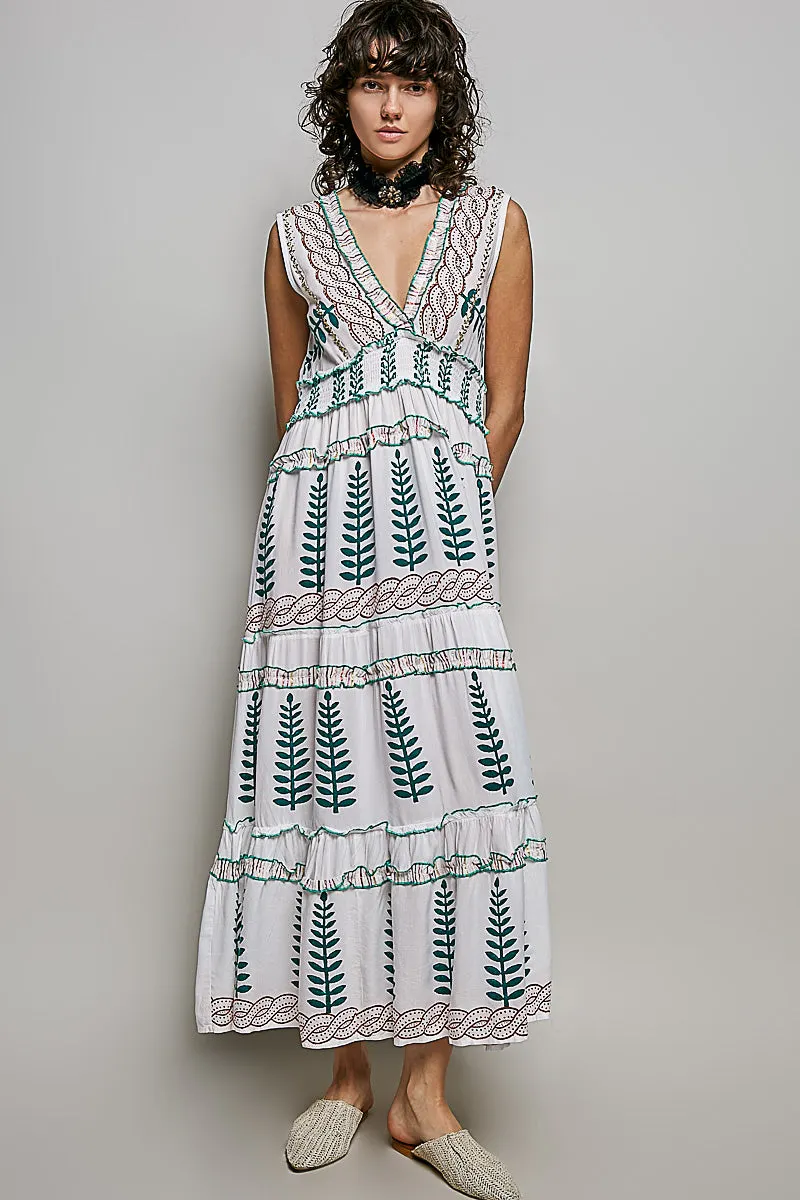 POL Floral Printed Sleeveless Tiered Dress with Smocked Waistband mysite idetrend
