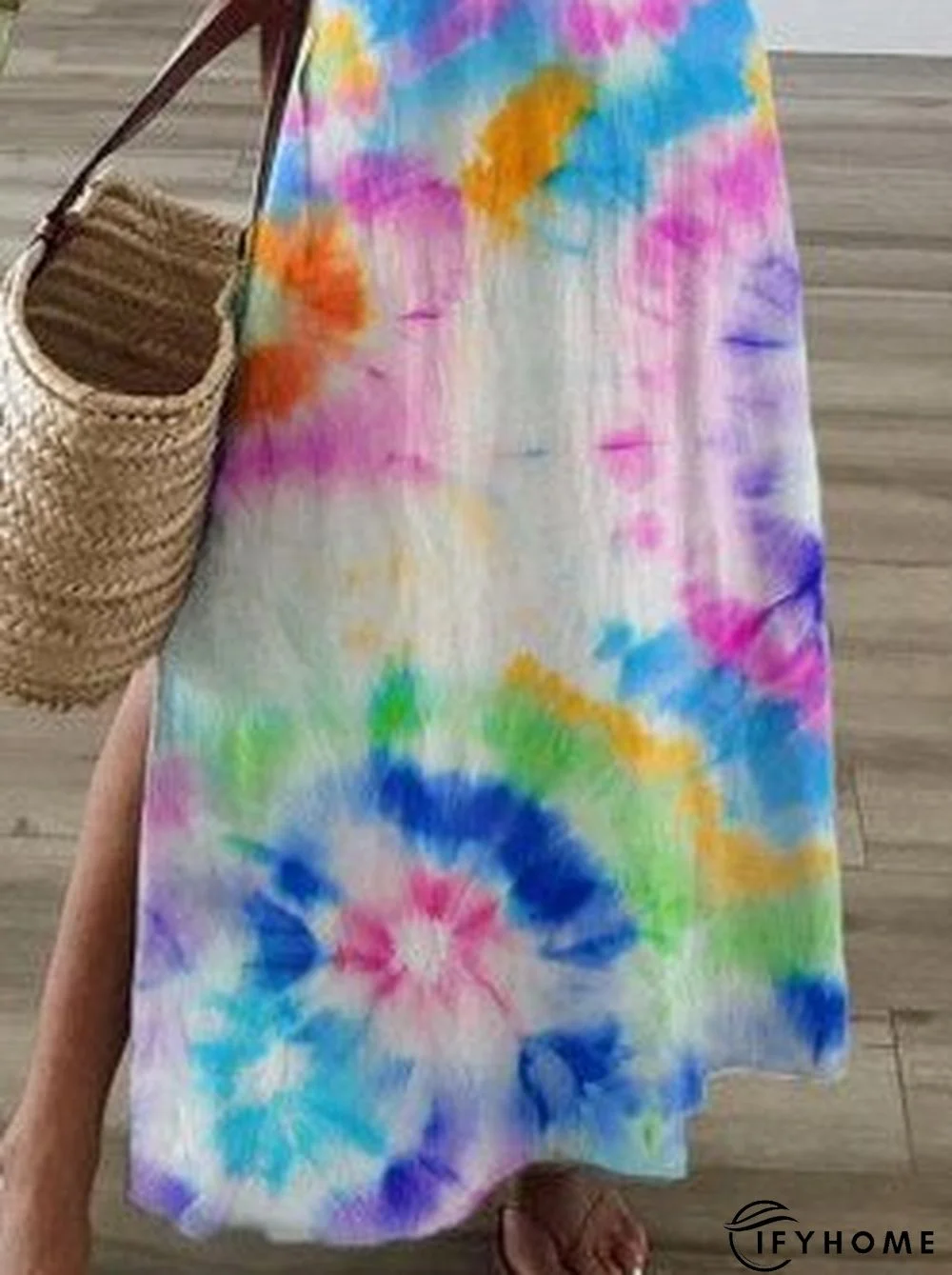 V Neck Short Sleeve Ombre/tie-Dye Dresses | IFYHOME