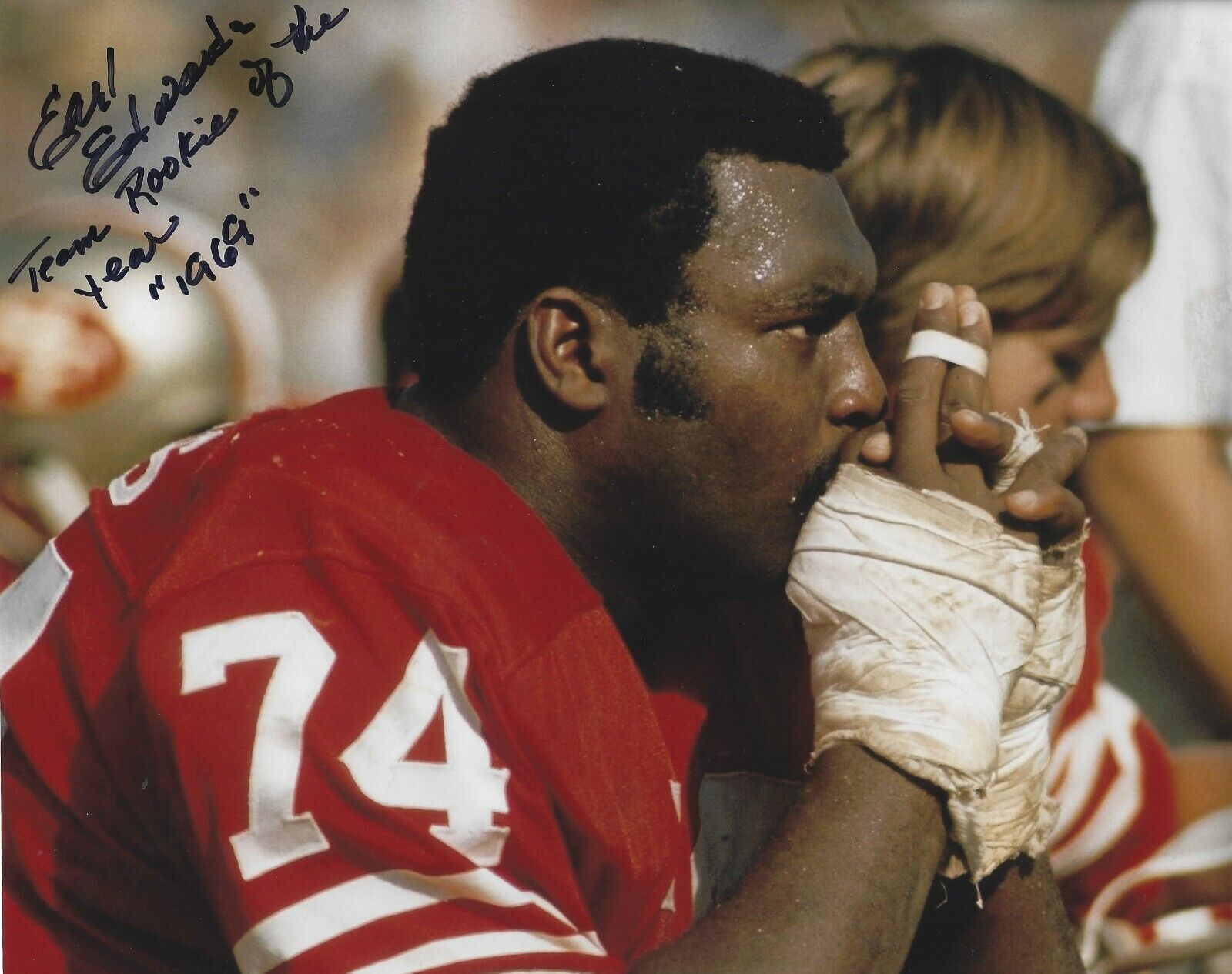 Autographed EARL EDWARDS San Francisco 49ers 8x10 Photo Poster painting w/ COA