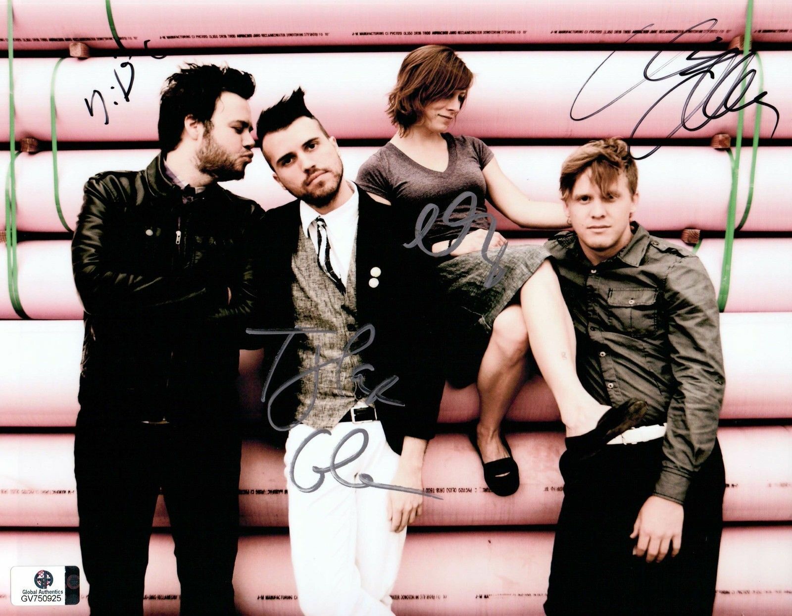 Tyler Glenn Chris Allen Campbell Bradley Signed 8x10 Photo Poster painting Neon Trees GA 750925