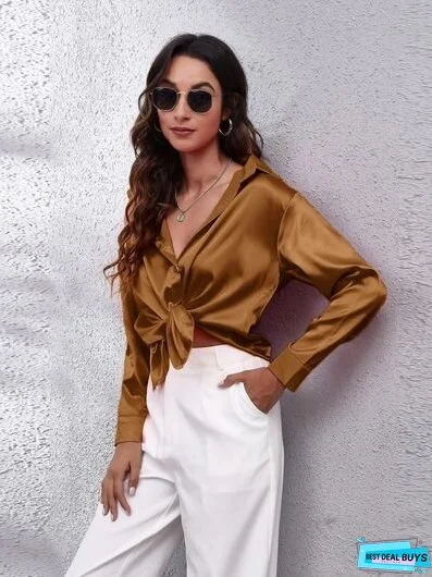 Button Up Collared Neck Long Sleeve Shirt