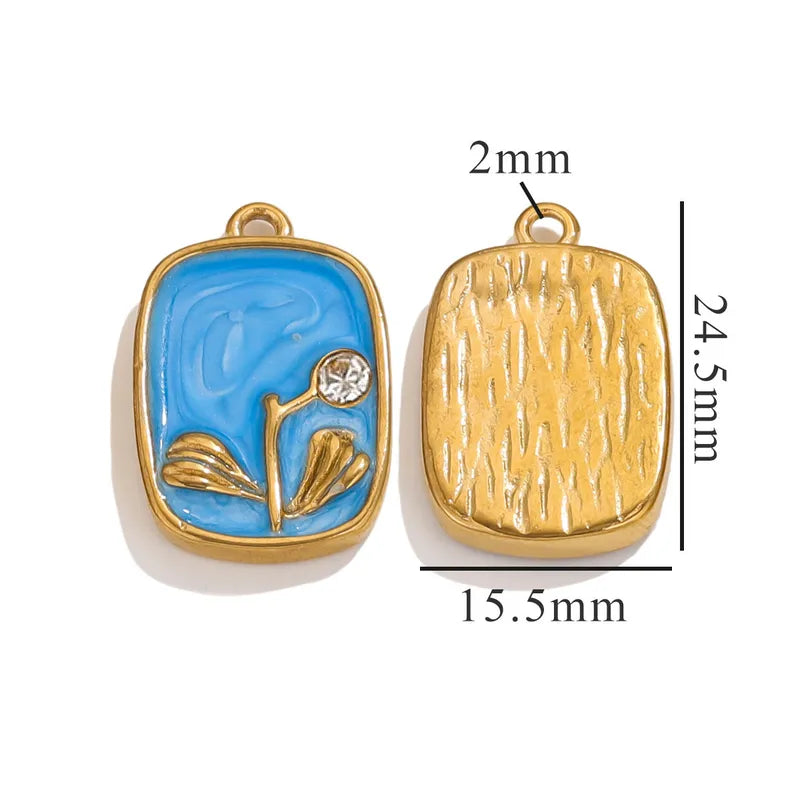 1 Piece 18 * 23mm 19mm 20.5mm 304 Stainless Steel Leaf Rose Flower Pendant Jewelry Accessories