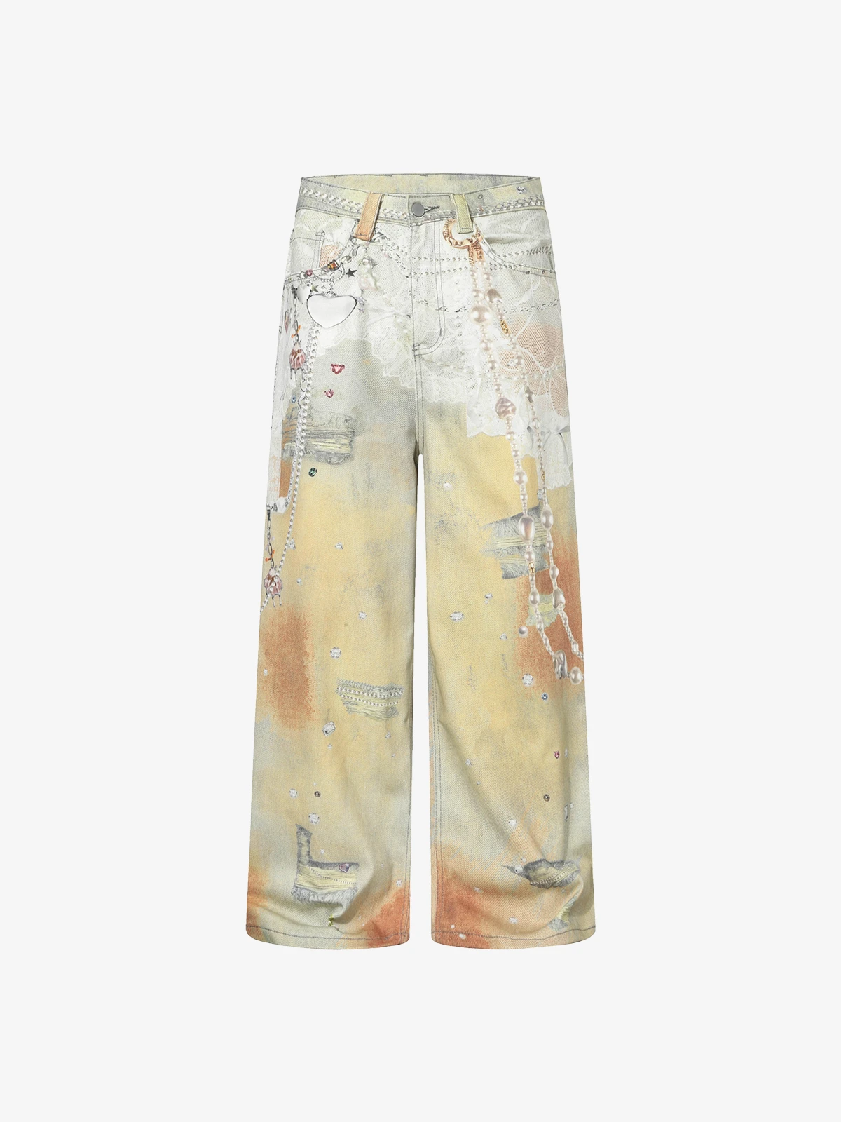 Apricot Actchic 3D Chain Print Distressed Ripped Jeans Front