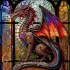 Stained Glass Dragon-Full Embroidery 2 strands 18CT Stamped Cross Stitch-40*40CM