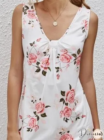 Casual V-neck Sleeveless Printed Dress