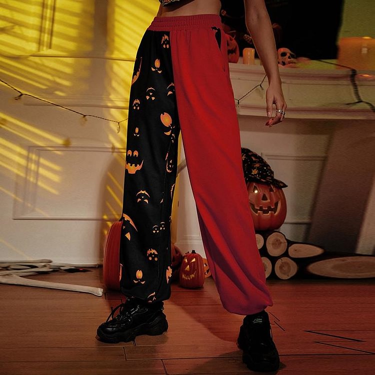 Halloween Embroidery Jogger Pants