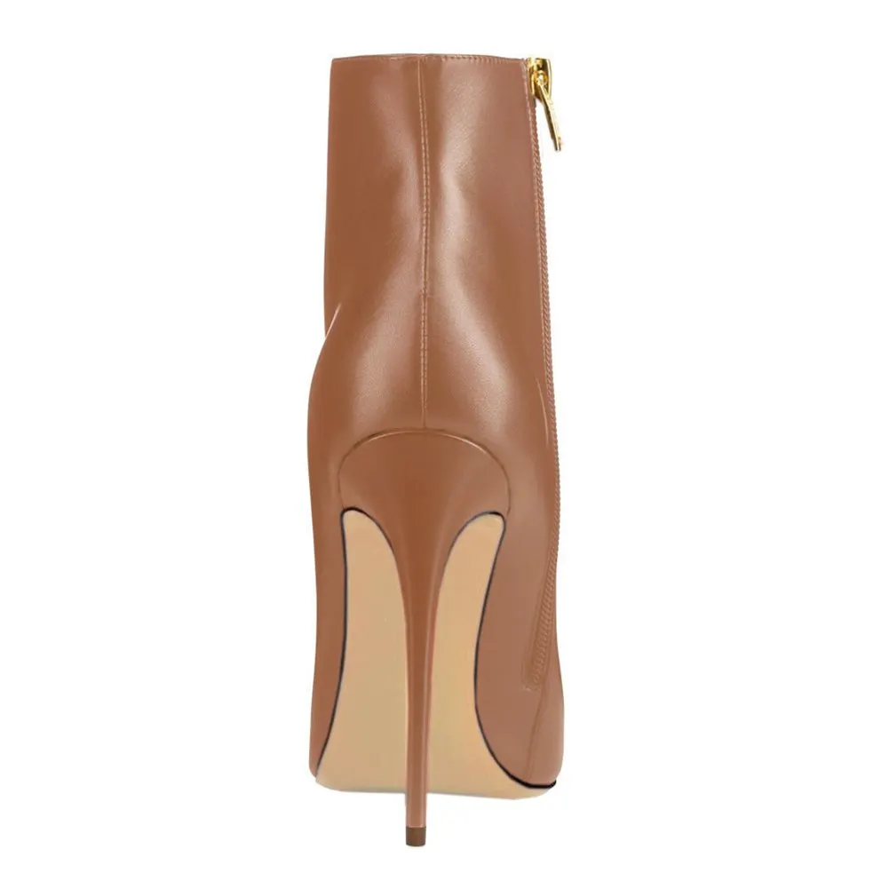 120mm Women's Ankle Boots Closed Pointed Toe Stilettos Matte Booties-vocosishoes