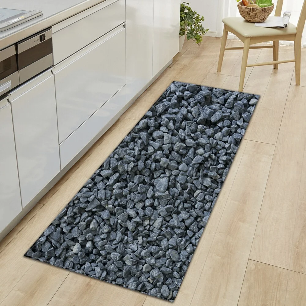 Kitchen Mat Entrance Doormat Cobblestone Pattern Home Bedroom Bedside Floor Decoration Carpet Bath Balcony Hallway Anti-Slip Rug