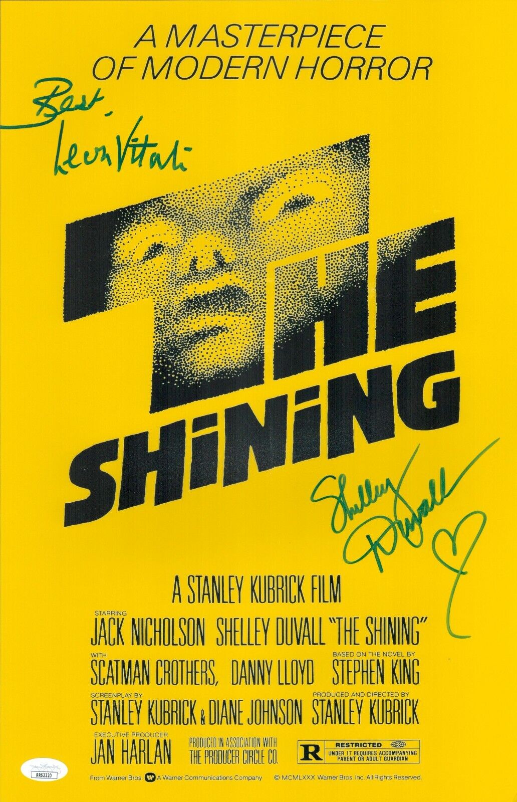 Shelley Duvall Leon Vitali Signed 11x17 The Shining Authentic Autograph JSA COA