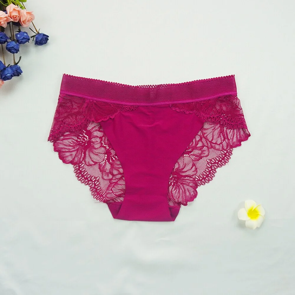 Billionm Sexy Women's Seamless Underpants Lace Female Underwear Briefs Hollow Out See Through Pants Wholesale Lots Bulk