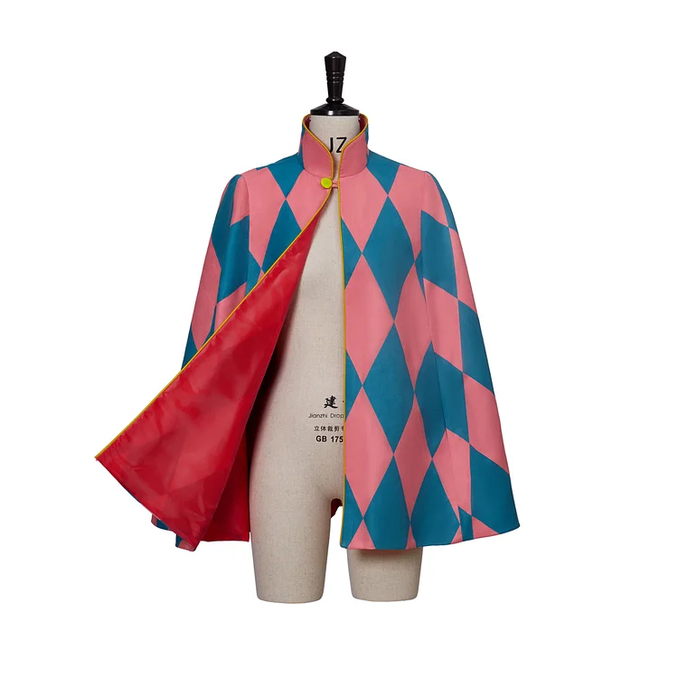 Howl Cosplay Moving Castle Cosplay Costume Howl Cloak Red Diamond Cape Men's Coat Jacket Howl Cardigan Sweater for Men Women