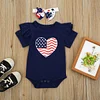 Baby Girl July 4th Independence Day Flying Sleeve Jumpsuit Suspender Short Sets