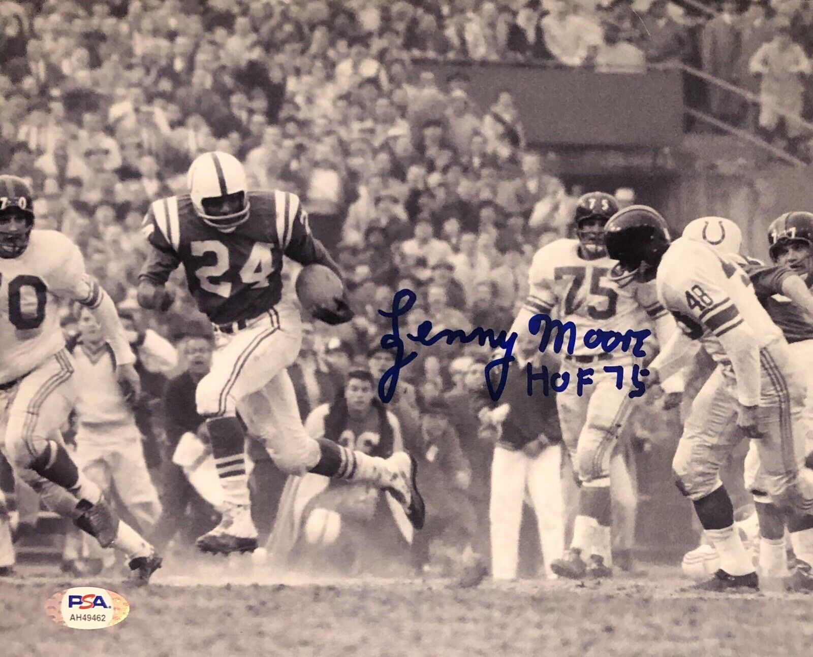 Lenny Moore Signed Autographed Baltimore Colts 8x10 Photo Poster painting HOF Psa/Dna