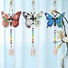 6Pcs Flower Butterfly DIY Diamond Painting Wind Chimes Crystal Window Suncatcher Craft Set Birthday Gifts Home Garden Decor