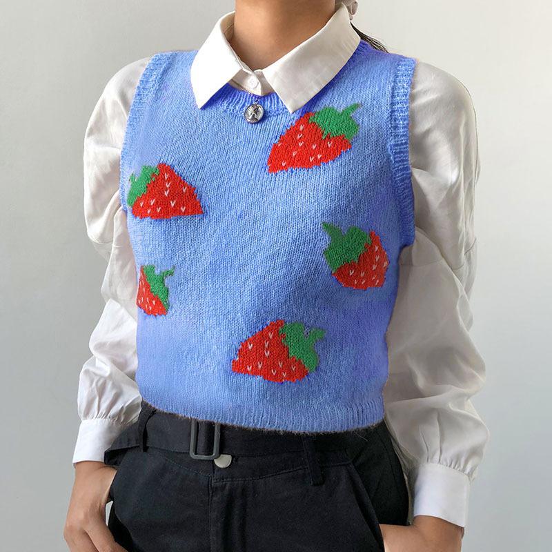 Jumbo Strawberry Knit Vest