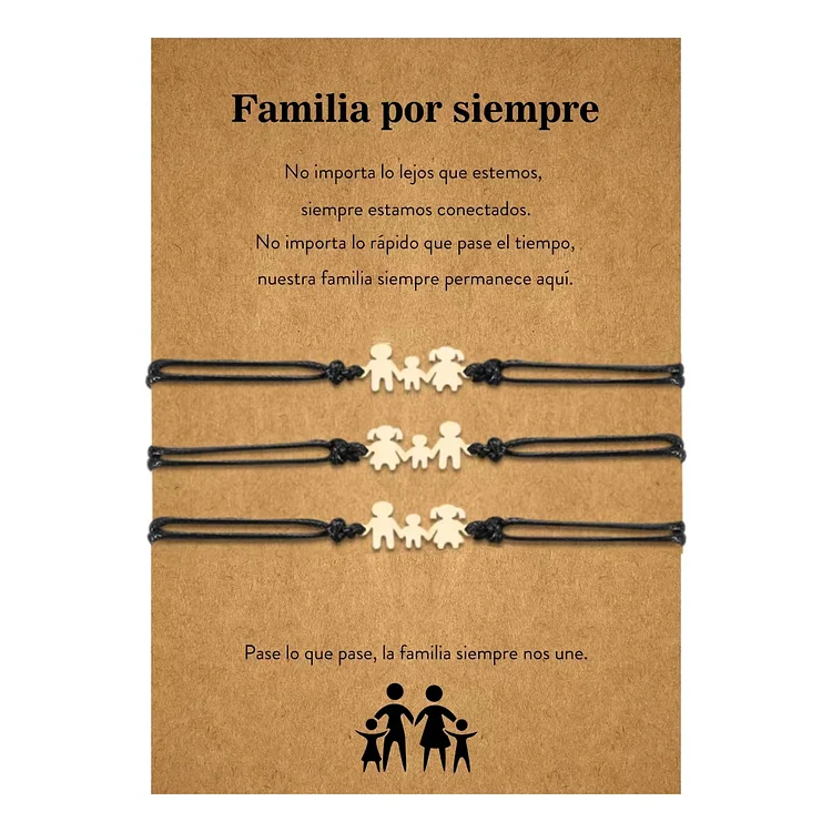 Familia para siempre-Unidad de 3 pulseras para padres y niño/a mano a mano