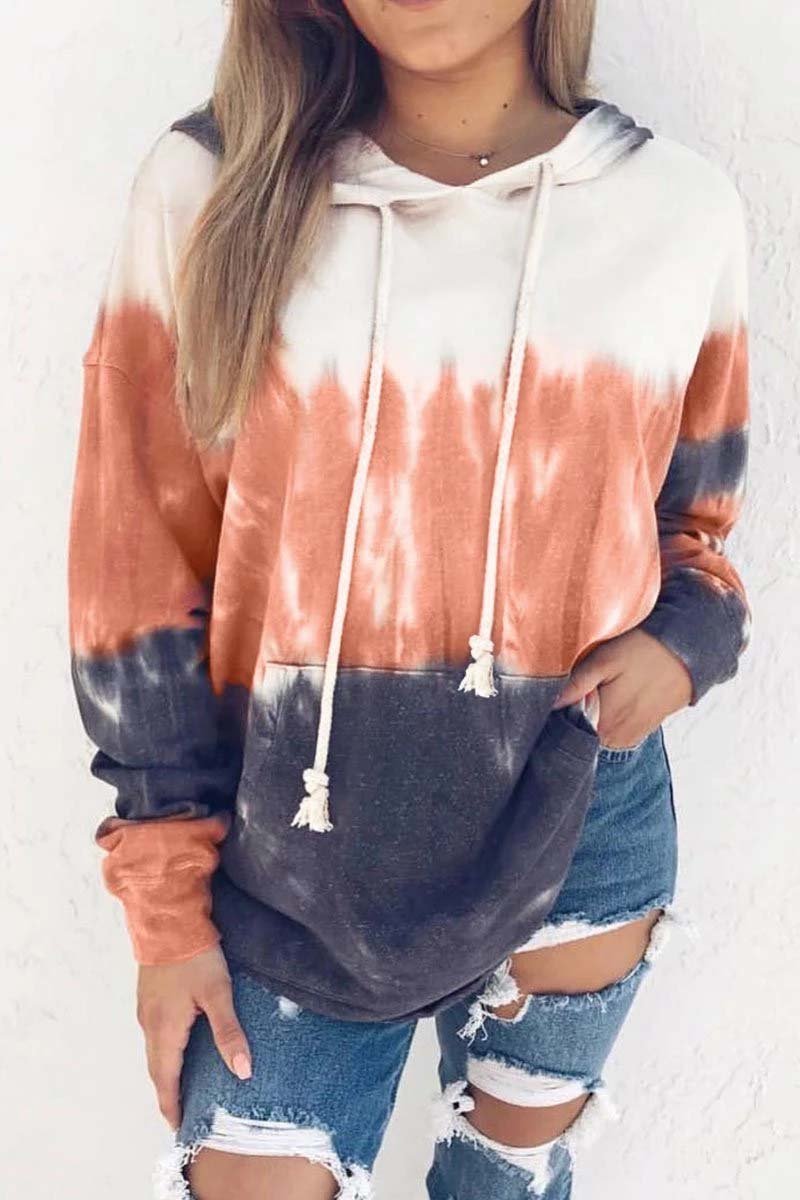 Fashionmigo Hooded Collar Tie-Dye Print Hoodie(3 Colors)