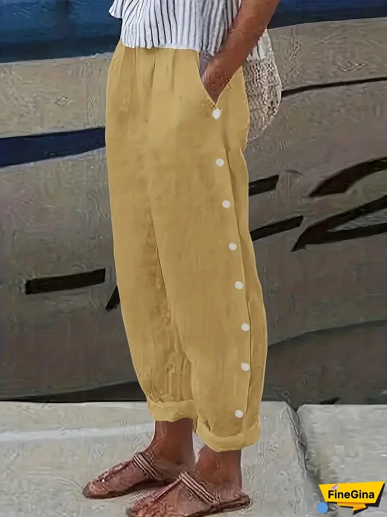 Lightweight Linen Blend Wide Leg Pants