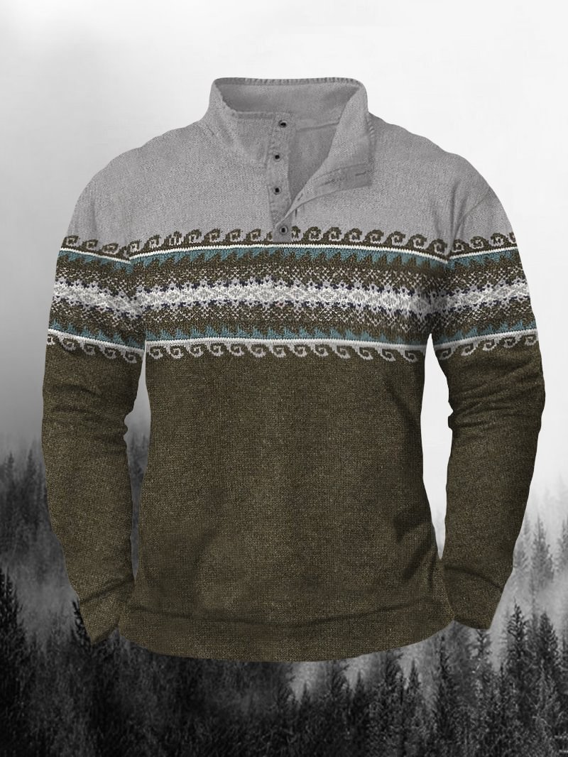 Wavy Pattern Printed Men's Long Sleeve Sweatshirt in  mildstyles