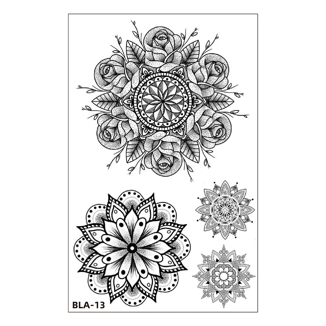 Women Waterproof Temporary Tattoo Sticker Mandala Flower Tatoo Elephant Feather Body Art Water Transfer Clavicle Temporary Tatto