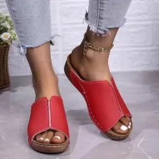 Breakj Breakj New Women's Summer Slope And Thick-Bottom Slippers Large-Size Casual Fashion Simple Thick Bottom Increase