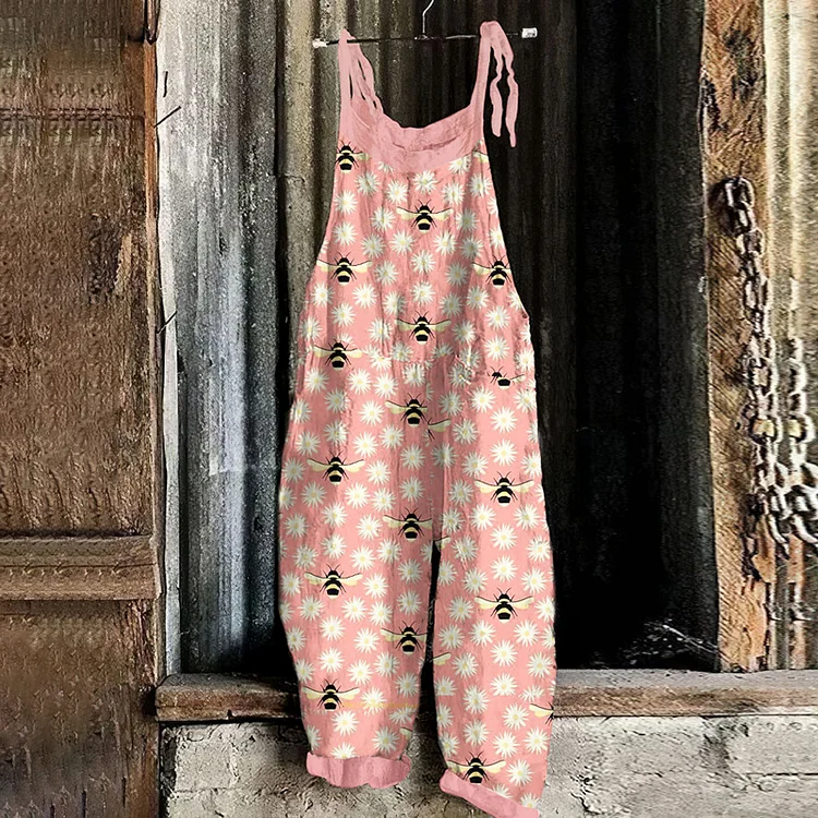 Honey Bees Pattern Spring Casual Jumpsuit-mysite