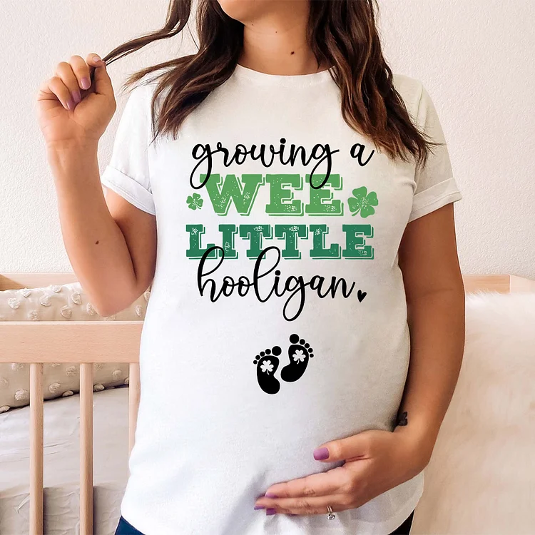 Growing A Wee Little Hooligan Shirt, Retro St Patricks Day St. Pattys Saint Paddys, Extra Lucky Schwangerschaft Geschlecht offenbaren Baby Shower