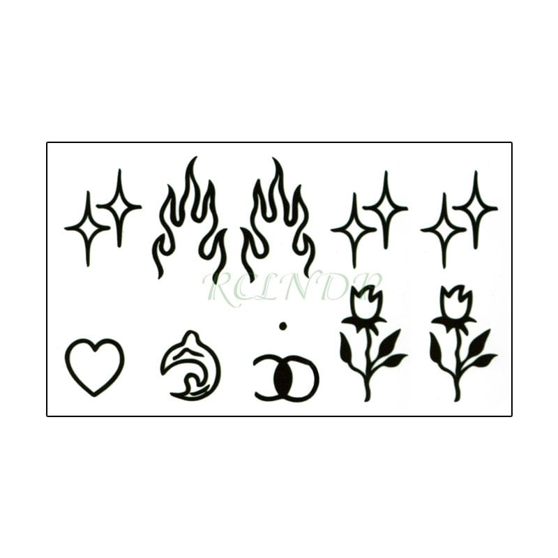 Waterproof Temporary Tattoo Sticker Flame Love Heart Flower Star Element Body Art Fake Tatto Flash Tatoo for Men Women