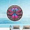 (25cm)DIY Acrylic Jigsaw Puzzle Window Hanging with Hanging Chain DIY Stained Glass Decoration Round Window Puzzle Decor for DIY Craft Project (Jeweled Dragonfly Art)