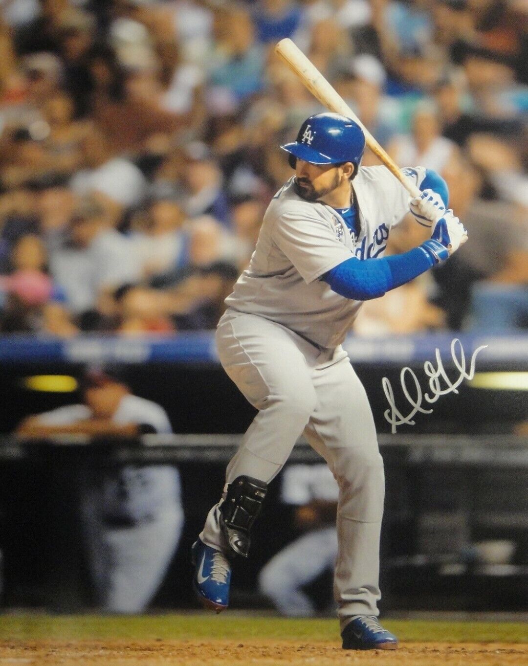 Adrian Gonzalez Hand Signed Autographed 16x20 Photo Poster painting Los Angeles Dodgers Bat Silv