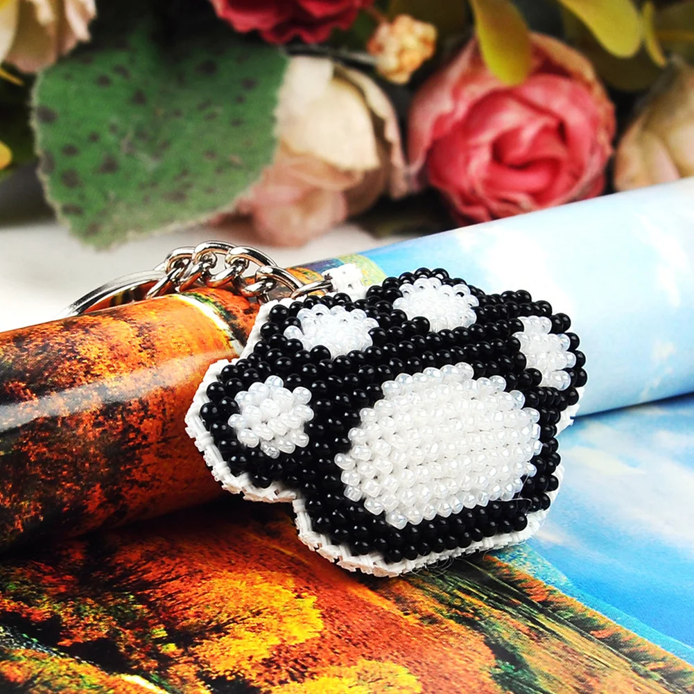 5Pcs Dog Hamster Cat Sheep Beaded Animal - Stamped Bead Embroidery - Keychain
