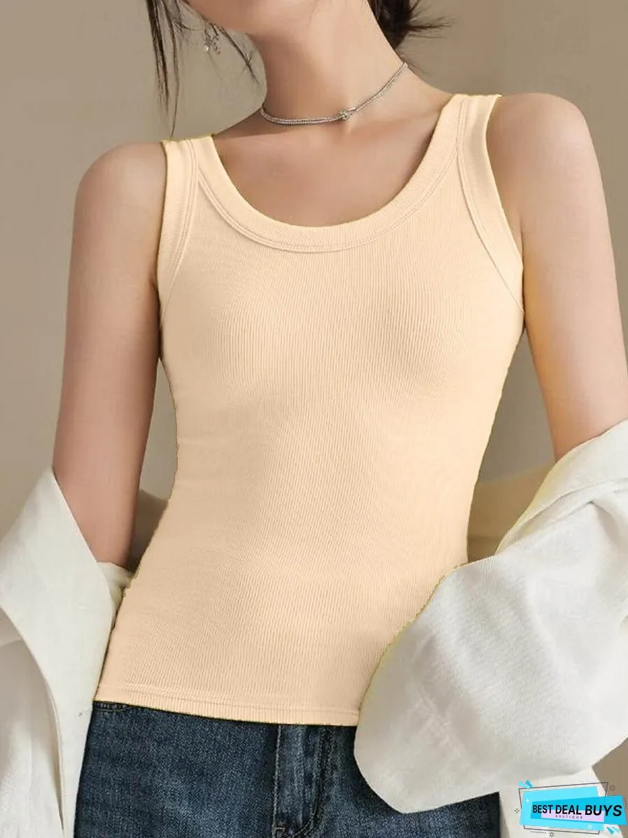 Women's Sportswear Polyester Commute Style Sleeveless Slim Tops