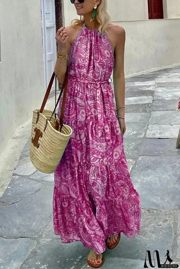 MidiSono - Floral Halter Maxi Dress
