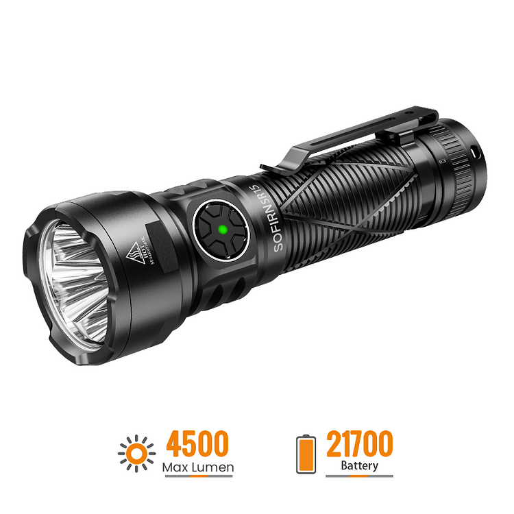 SOFIRN SR15 Rechargeable Flashlight High Lumen, 4500 Lumen Super Bright Flashlight, Long Beam Distance EDC Flashlight