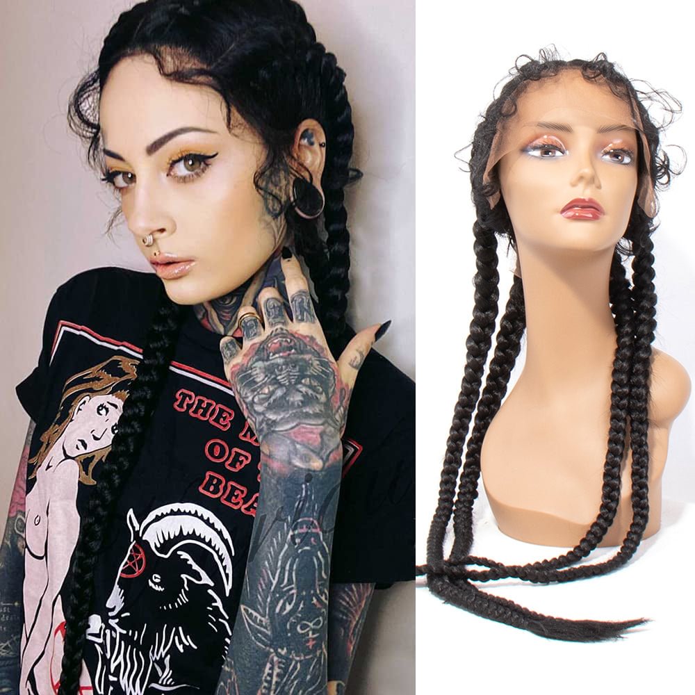 27# Synthetic Braided T4/27# Lace Wigs Natural Black and Grey/613 Color 28 Inch with Baby Hair for Fashion Black Women 4# Color Zaesvini