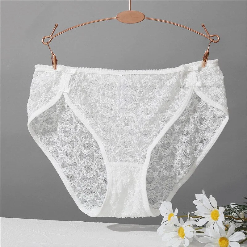 1/2PCS Sexy Perspective Women's Panty Fashion Hollow Out Bownot Lace Underwear Woman Exotic Intimates Briefs For Girls Panties