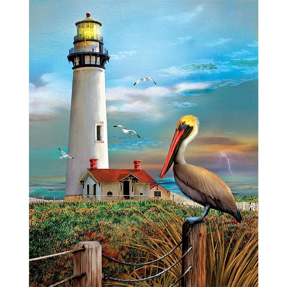 Beachfront Lighthouse - Full Round - Diamond Painting(40*50cm)