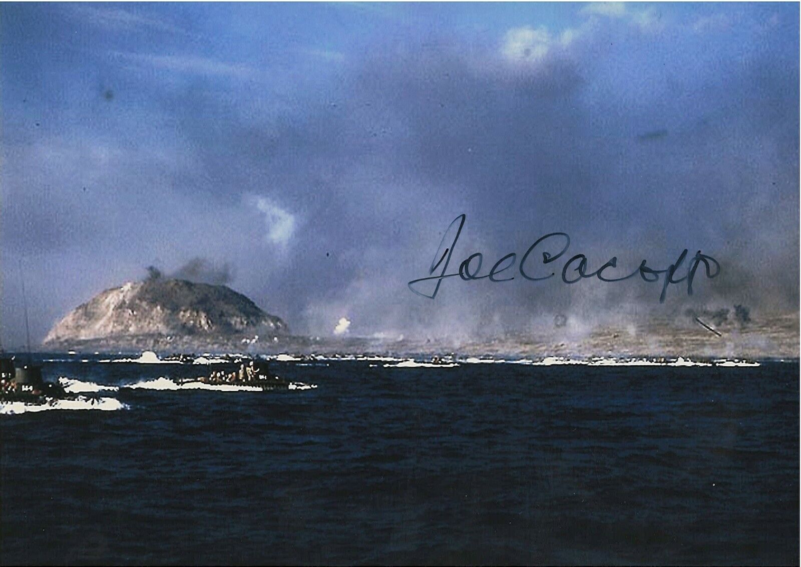 JOE CACIOPPO 4TH MARINE DIVISION IWO JIMA VETERAN RARE SIGNED Photo Poster painting