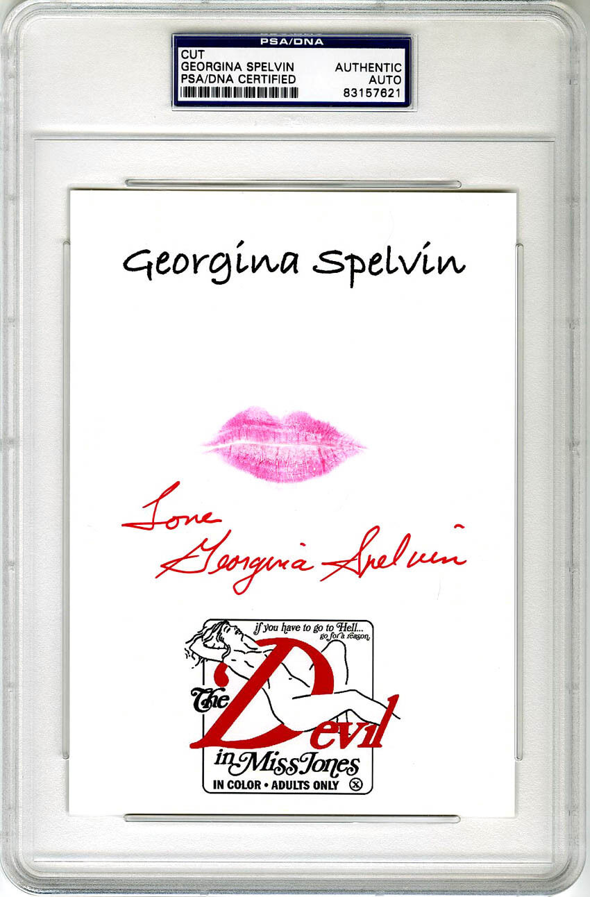 Georgina Spelvin SIGNED 5x7 card lip print Devil Miss Jones PSA/DNA AUTOGRAPHED