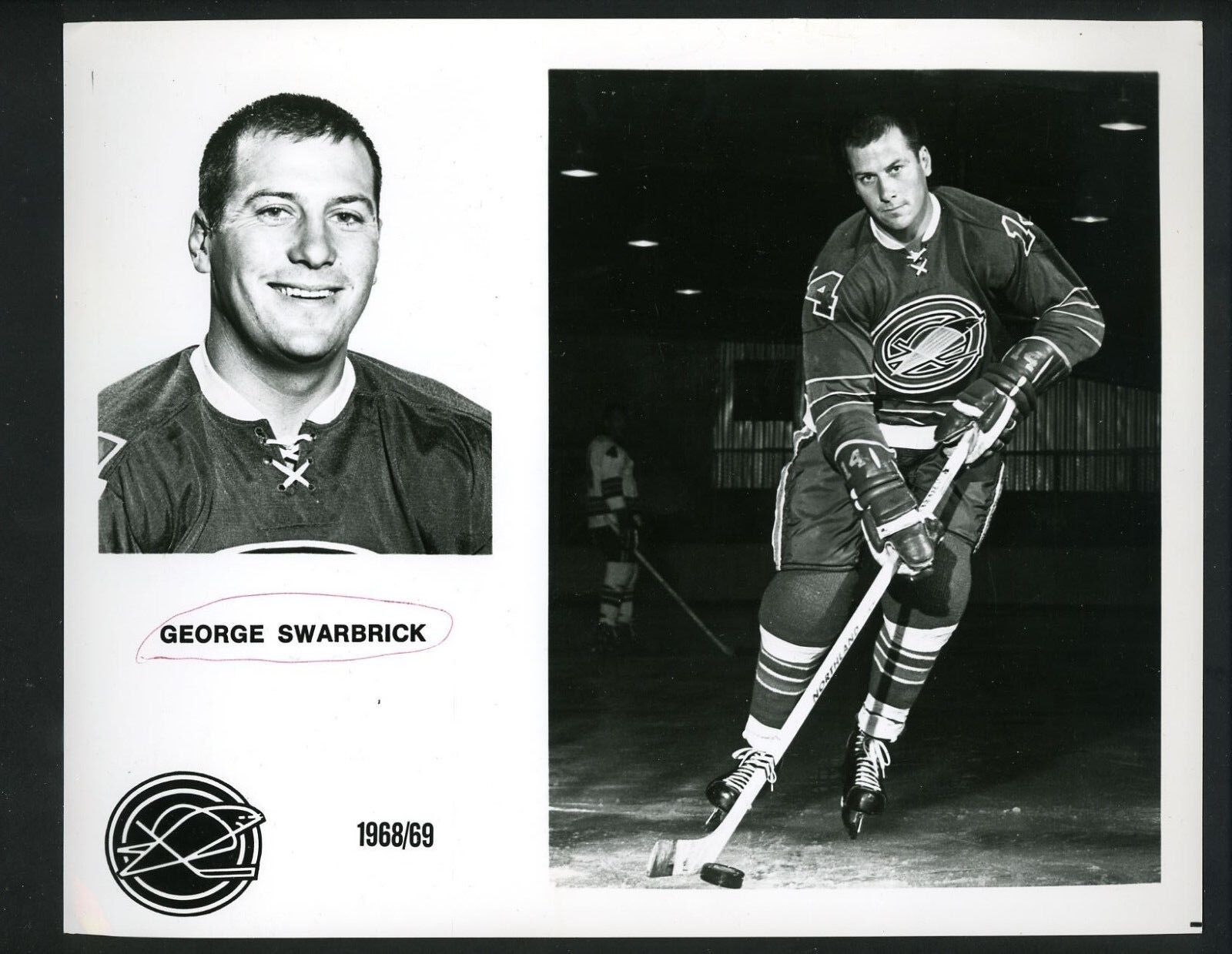 George Swarbrick 1968 team issued Press Photo Poster painting Oakland Seals