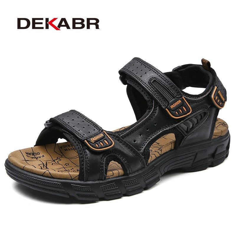 DEKABR Brand Classic Mens Sandals Summer Genuine Leather Sandals Men Outdoor Casual Lightweight Sandal Fashion Shoes For Men