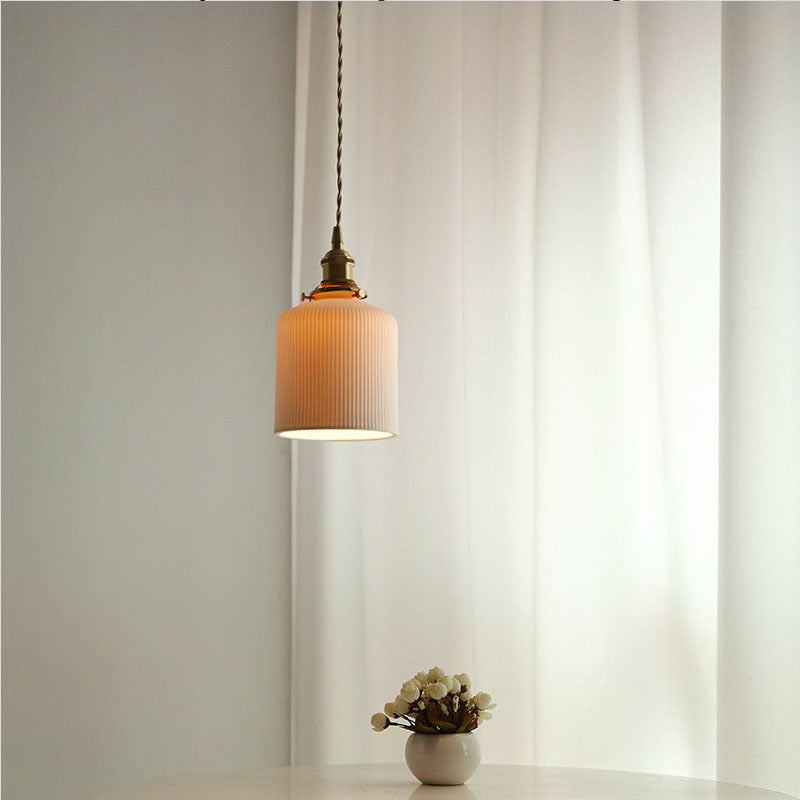 Striped Ceramic Pendant Light
