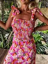 Floral-Print Flared Sleeves Bohemia Maxi Dress