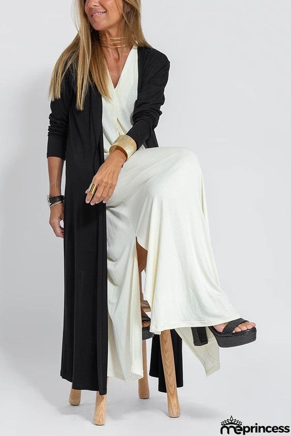 Shades of Happiness Knit Solid Color Slit Drape Cardigan