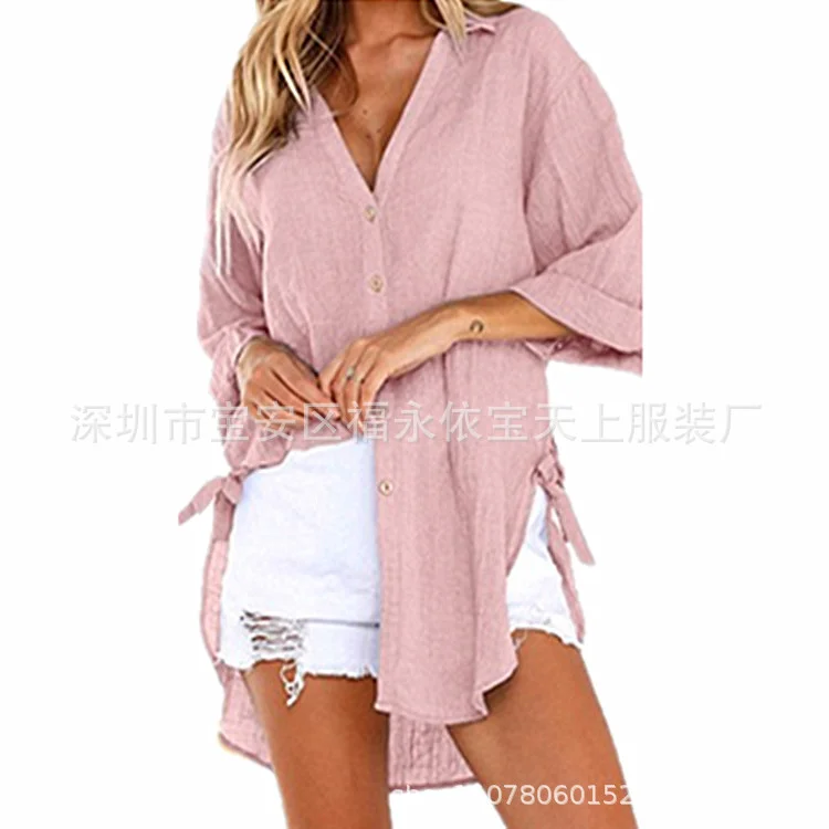 Wongn Wongn / Summer 2024 Women's New Linen Cotton Linen Shirt Irregular Cardigan Women