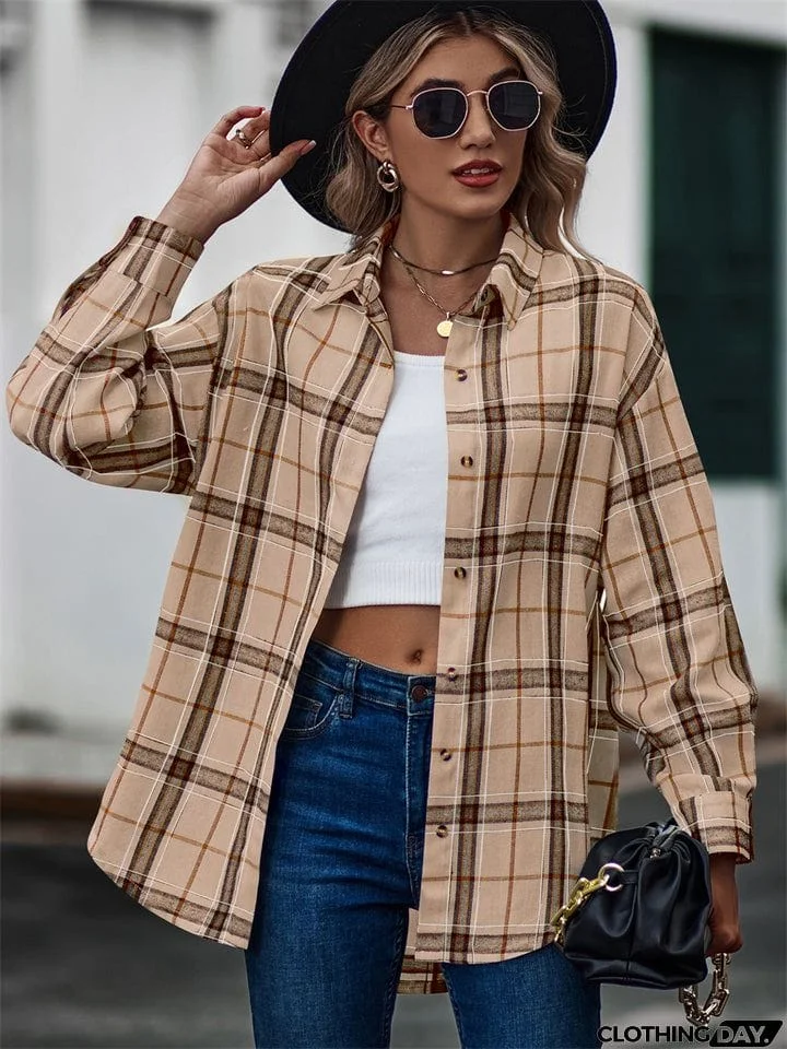 New Autumn Plus Size Extra Loose Plaid Soft Women Blouse