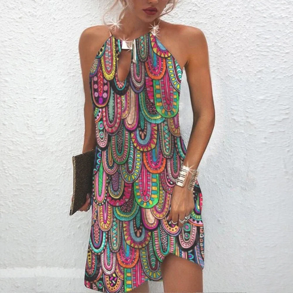Modern Sleeveless Print Mini Dress