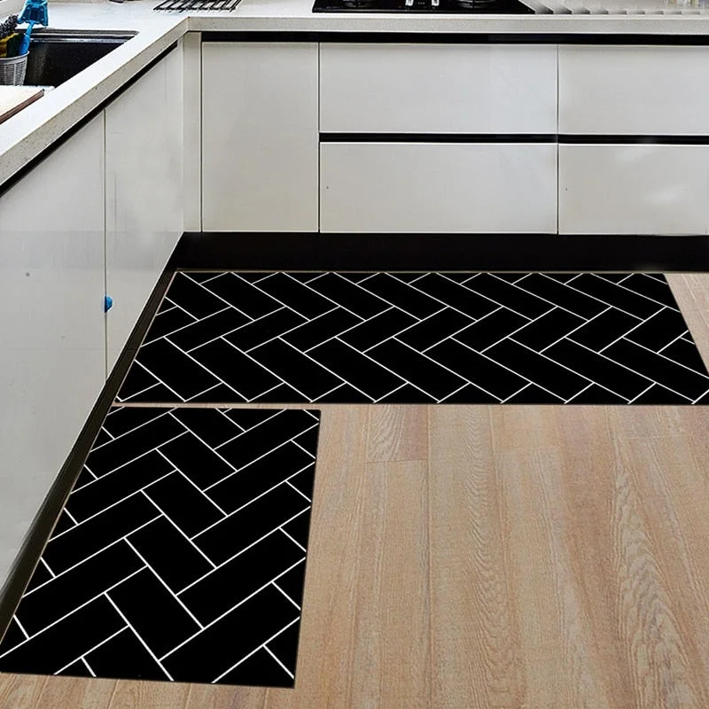 Geometric Kitchen Rug Anti-slip Doormat Absorbent Floor Mat for Living Room Carpet Bathroom Area Rugs Hallway Entrance Mat Tapis