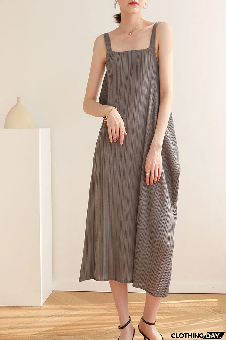 Loose Irregular Pleated Overall Dress